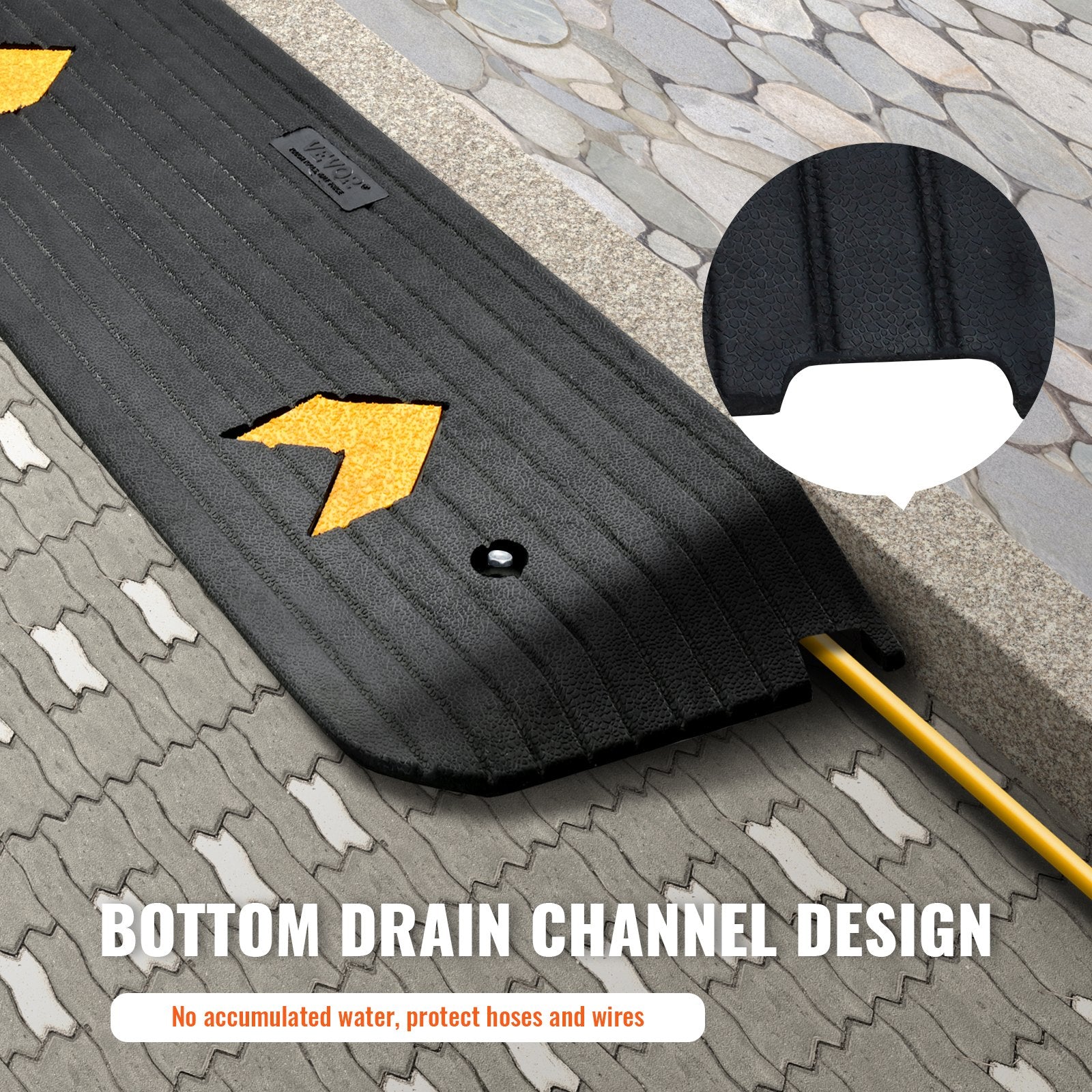 VEVOR Upgraded Rubber Threshold Ramp, 2.5 cm Rise Wheelchair Ramp Doorway, Natural Curb Ramp Rated 15 tons Load Capacity, Non-Slip Textured Surface Rubber Curb Ramp for Wheelchair and Scooter