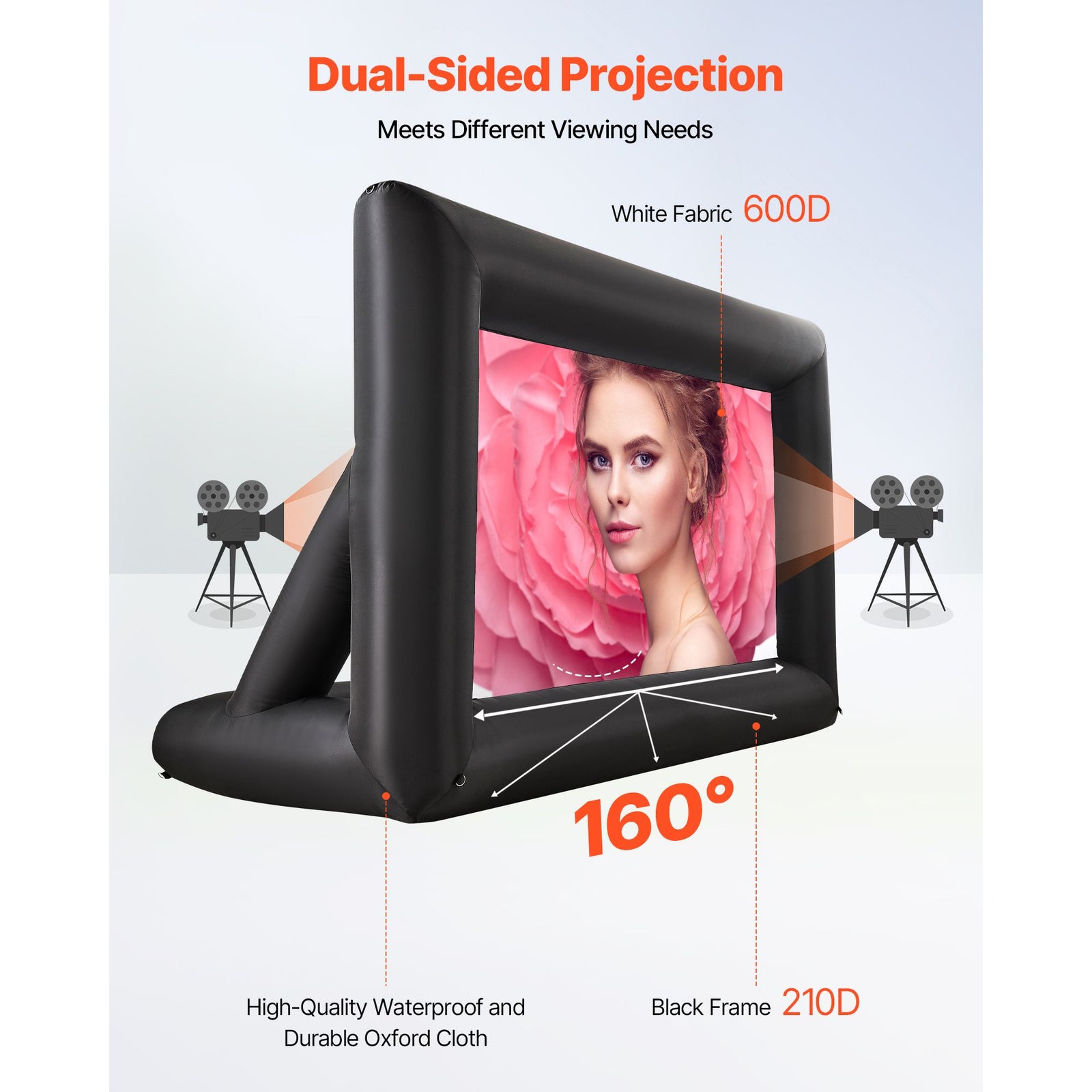 14 ft Inflatable Movie Screen 16:9 600D Movie Projector with Portable Bag