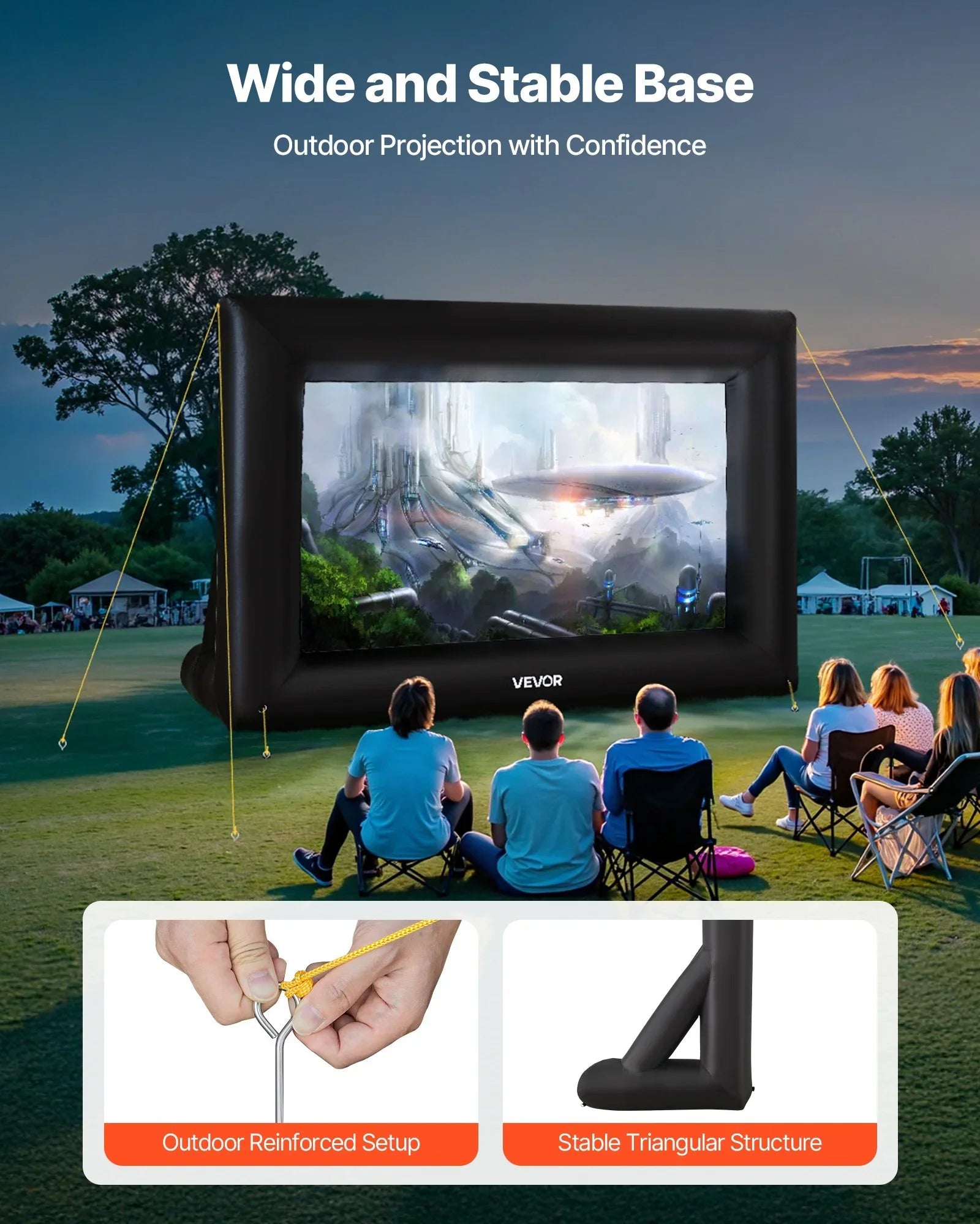 14 ft Inflatable Movie Screen 16:9 600D Movie Projector with Portable Bag
