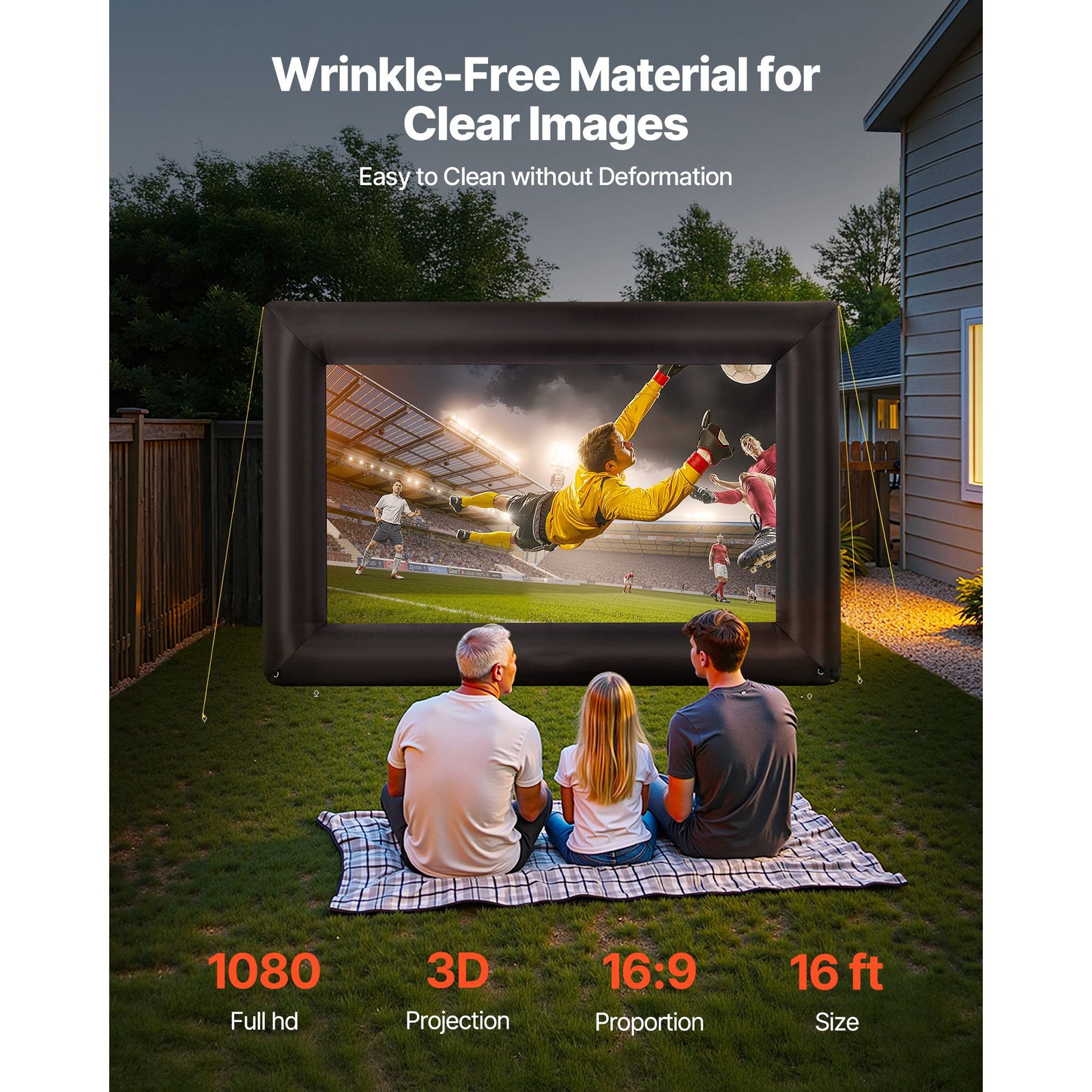 16 ft Inflatable Movie Screen 16:9 600D Movie Projector with Portable Bag