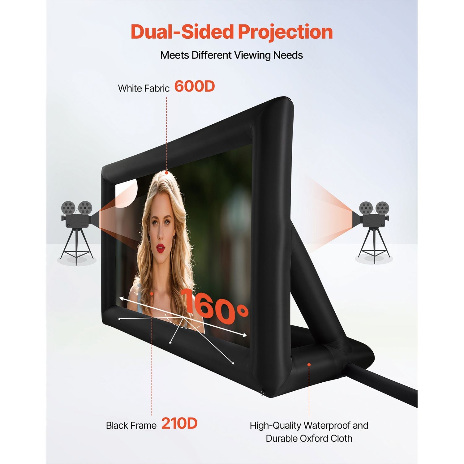 16 ft Inflatable Movie Screen 16:9 600D Movie Projector with Portable Bag