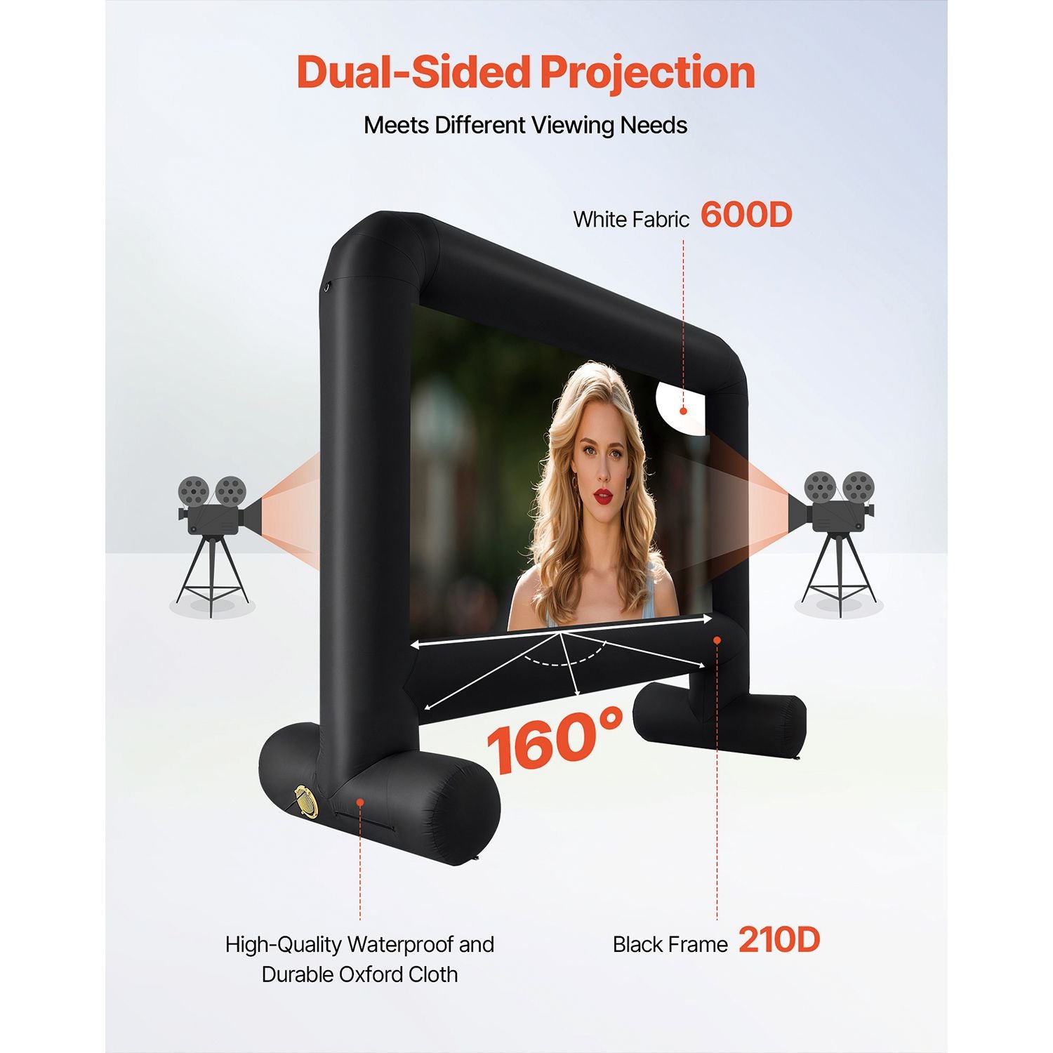 15 ft Inflatable Movie Screen 16:9 600D Movie Projector with Portable Bag