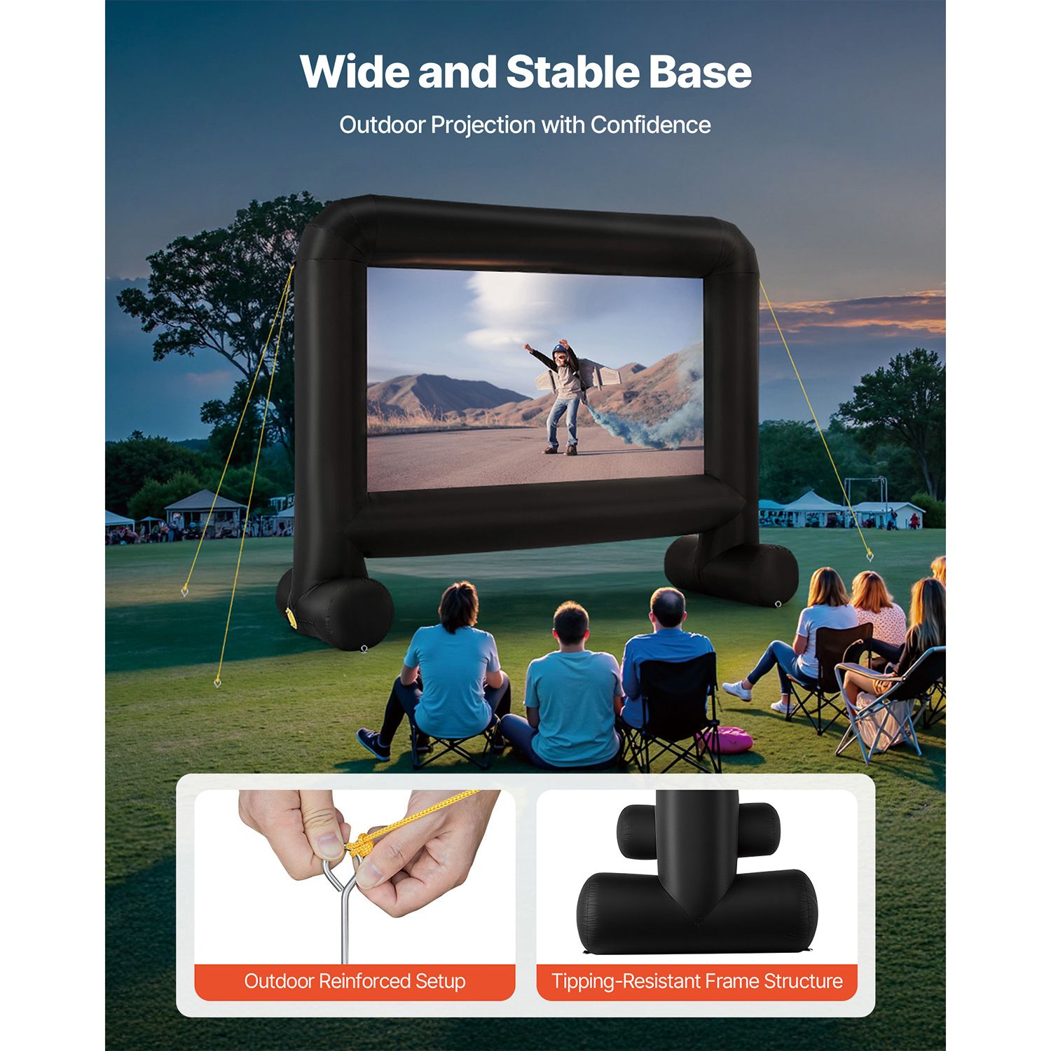 15 ft Inflatable Movie Screen 16:9 600D Movie Projector with Portable Bag