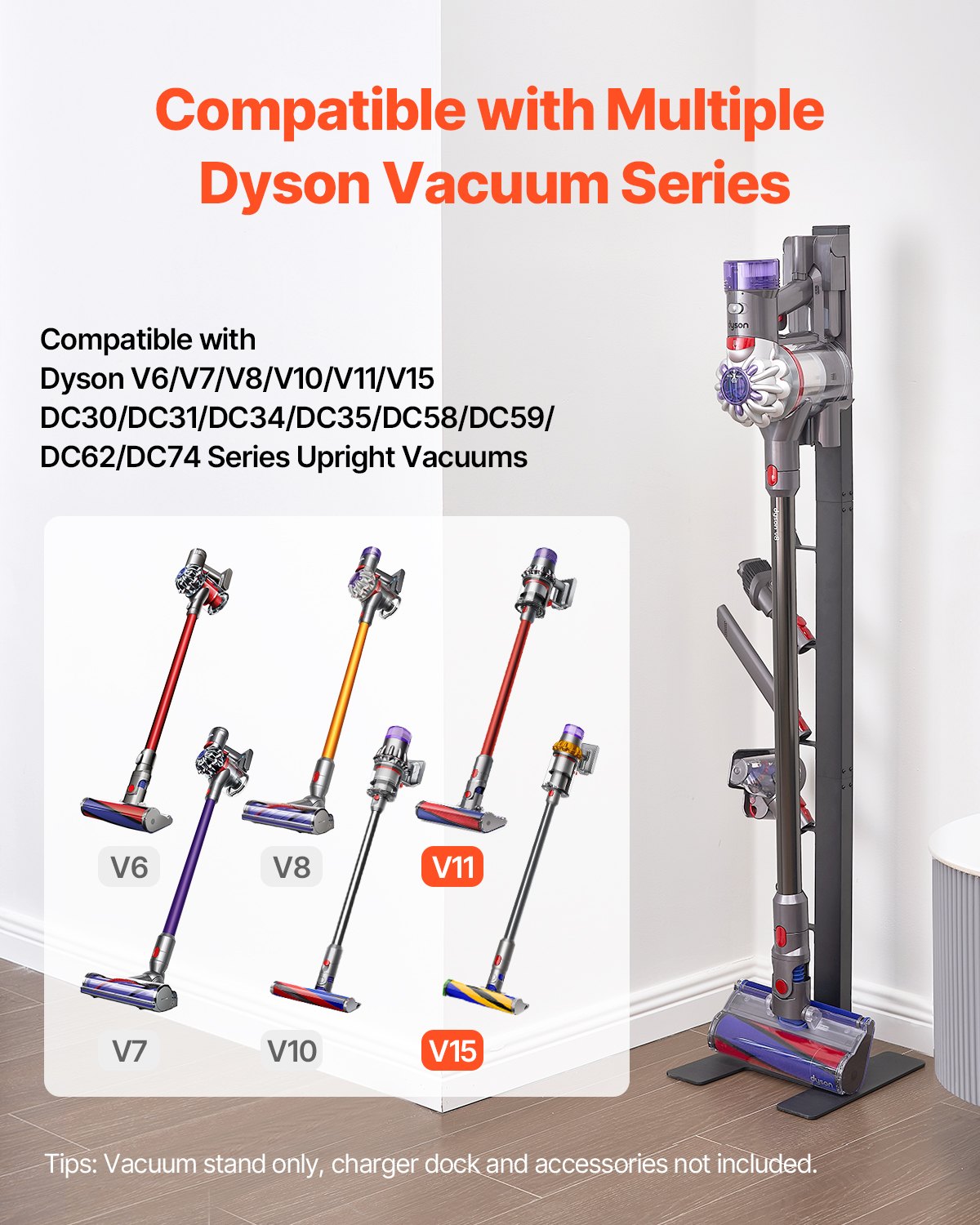 Vacuum Stand for Dyson Multi-Models Storage Bracket Holder with 6 Hooks