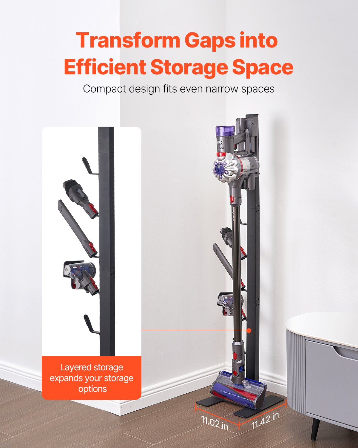 Vacuum Stand for Dyson Multi-Models Storage Bracket Holder with 6 Hooks