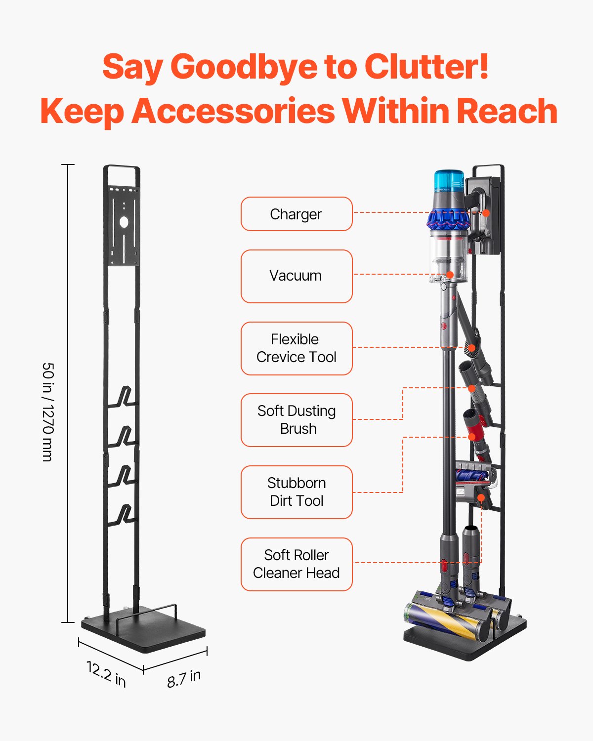 Vacuum Stand, Compatible With Dyson V6 V7 V8 V10 V11 V15, Stable Vacuum Stand Holder with Wheels for Dyson DC30 DC31 DC34 DC35 DC58 DC59 DC62 D74 Cordless Upright Vacuum Cleaners & Accessories