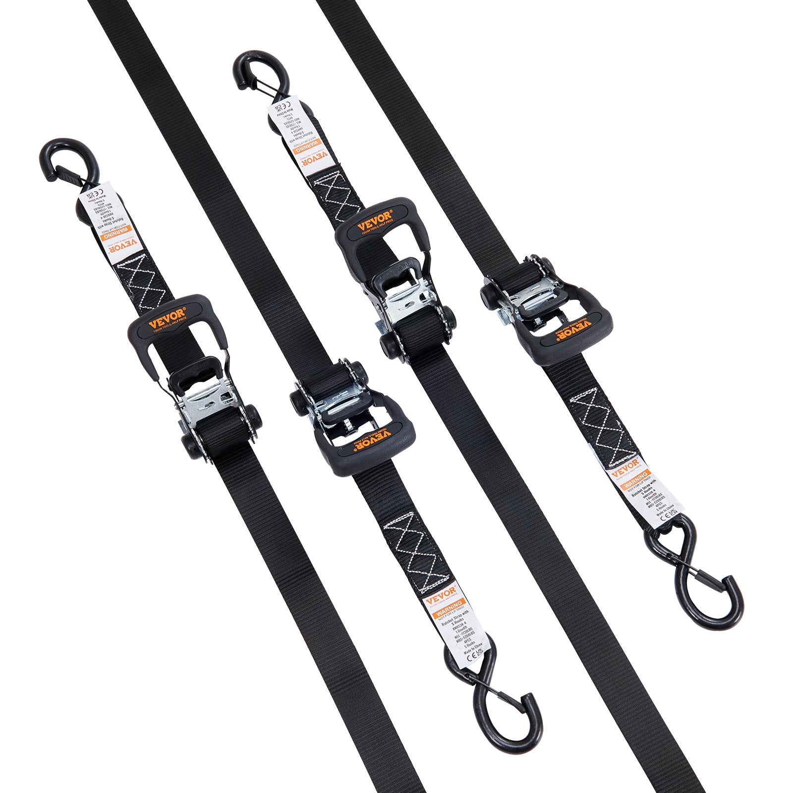 4 Pack Ratchet Tie Down Straps 5208 lbs 1.6