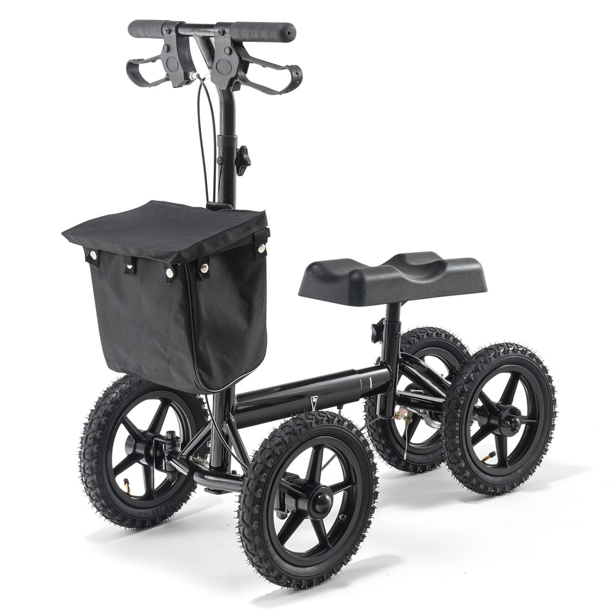 Folding Knee Scooter, Aluminum Steerable Knee Walker with Height-Adjustable Handlebar & Knee Pad, 12