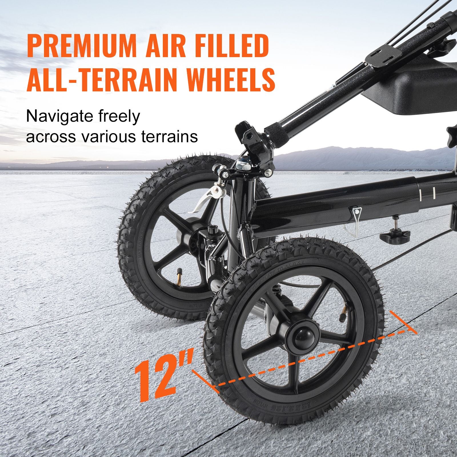 Folding Knee Scooter, Aluminum Steerable Knee Walker with Height-Adjustable Handlebar & Knee Pad, 12" All-Terrain Wheels, Dual Brakes, Leg Recovery Scooter for Broken Ankle Foot Injuries, 159KG