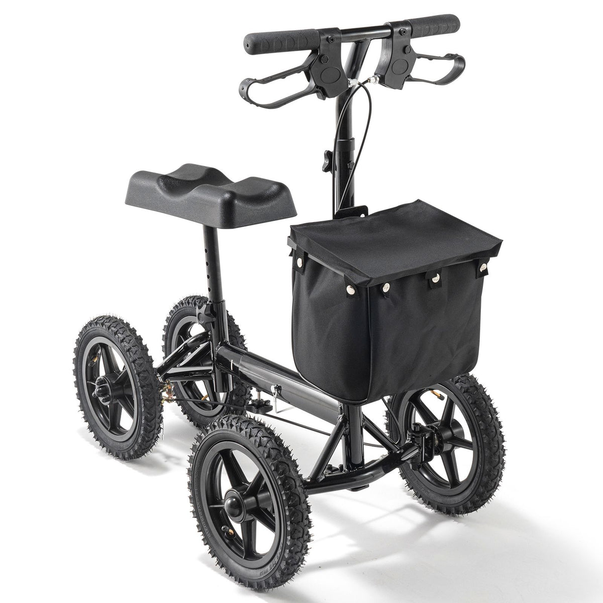 Folding Knee Scooter, Aluminum Steerable Knee Walker with Height-Adjustable Handlebar & Knee Pad, 12