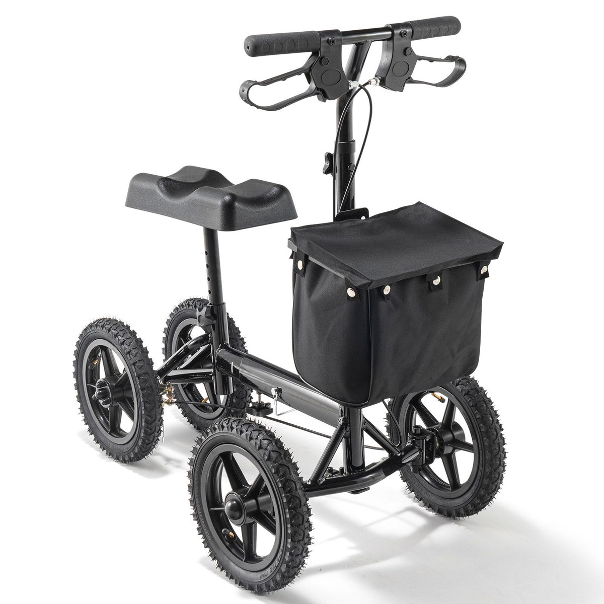 Folding Knee Scooter, Aluminum Steerable Knee Walker with Height-Adjustable Handlebar & Knee Pad, 12