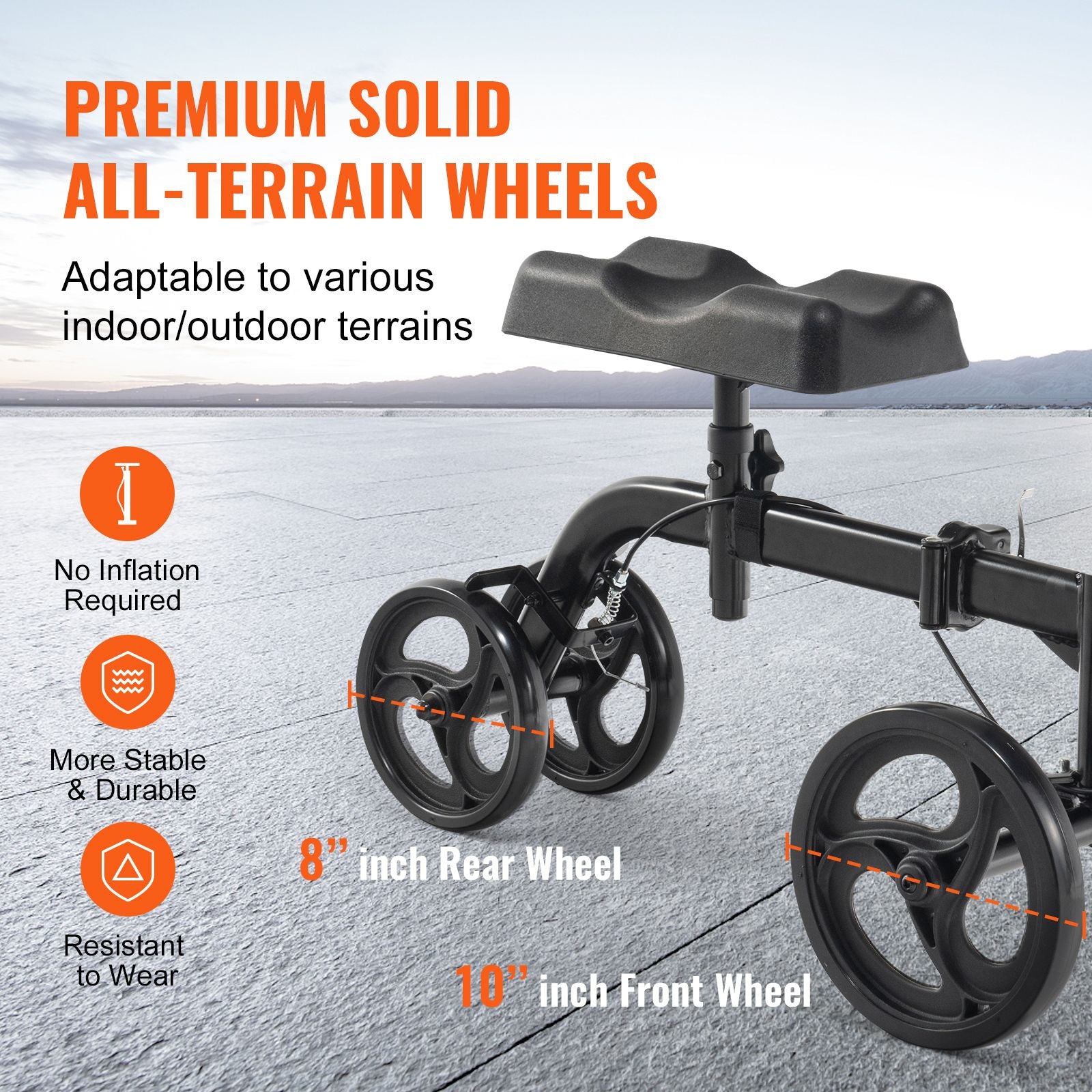 Folding Knee Scooter All Terrain Knee Walker Adjustable 300lb Capacity