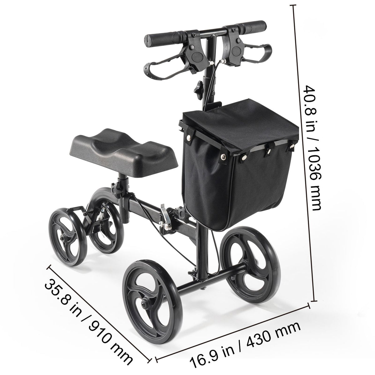 Folding Knee Scooter All Terrain Knee Walker Adjustable 300lb Capacity