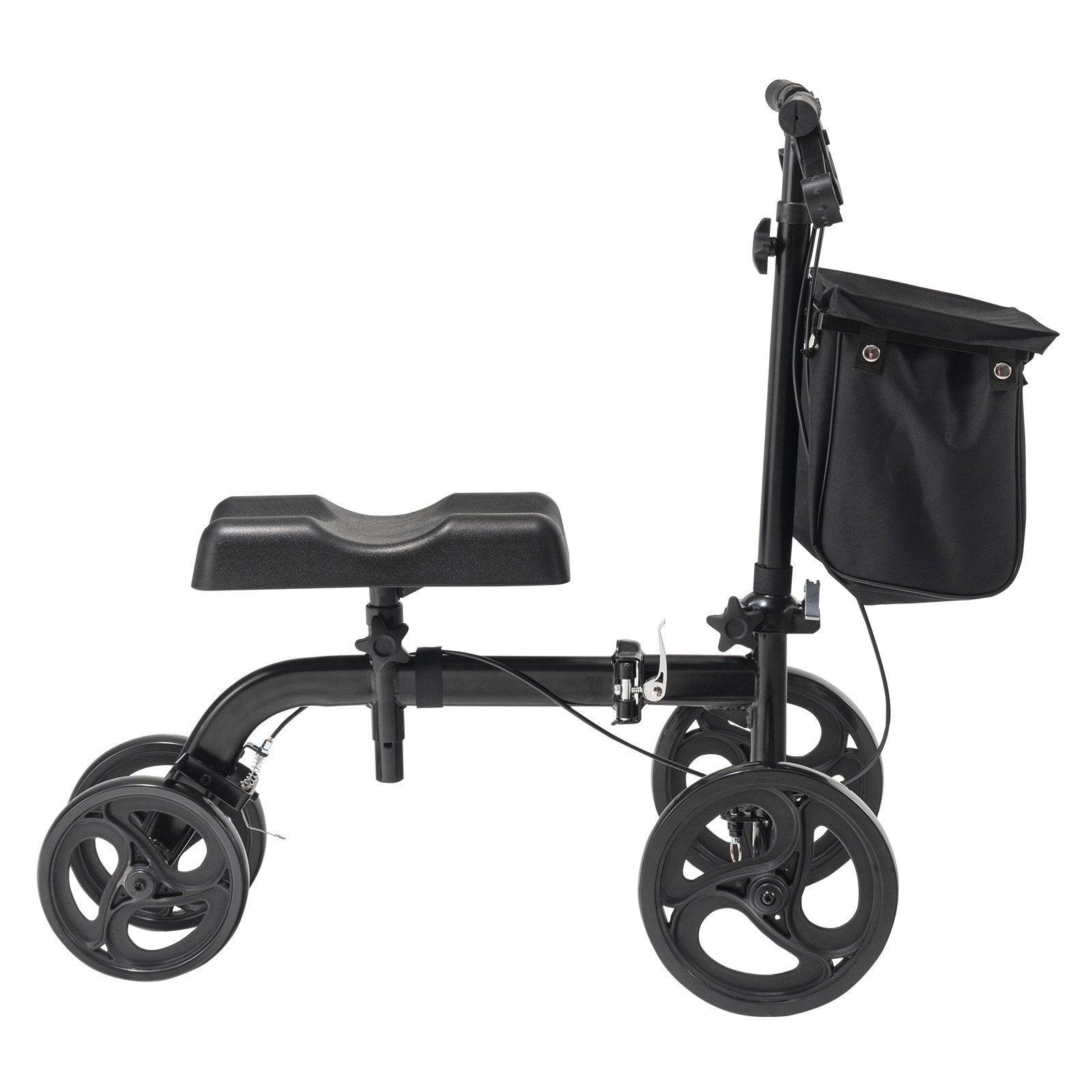 Folding Knee Scooter, Carbon Steel Steerable Knee Walker with Height-Adjustable Handlebar & Knee Pad, All-Terrain Solid Wheels, Dual Brakes, Leg Recovery Scooter for Broken Ankle Foot Injuries