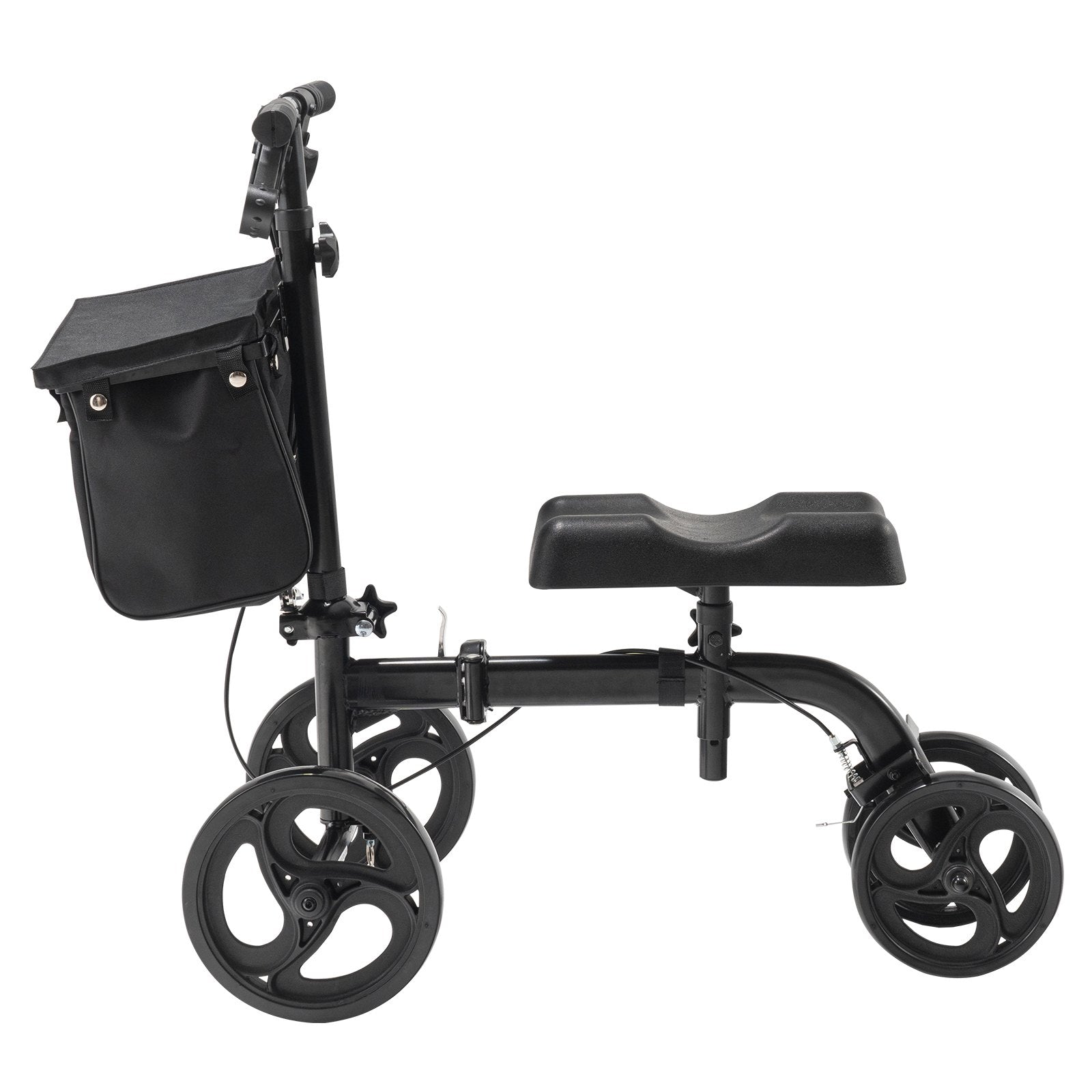 Folding Knee Scooter, Carbon Steel Steerable Knee Walker with Height-Adjustable Handlebar & Knee Pad, All-Terrain Solid Wheels, Dual Brakes, Leg Recovery Scooter for Broken Ankle Foot Injuries