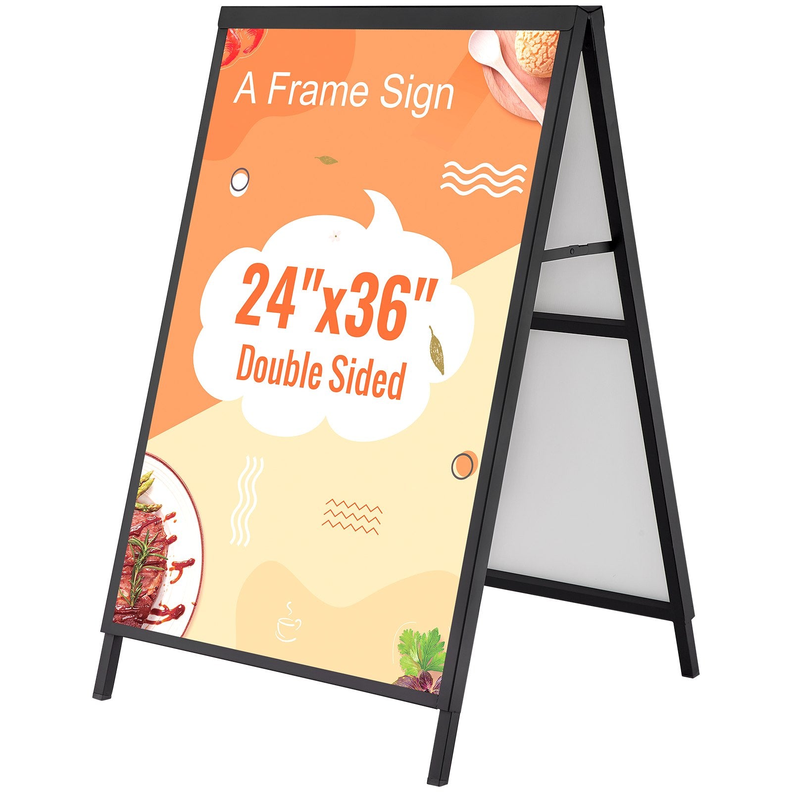 A Frame Sidewalk Sign, 61x91cm Heavy Duty Slide-in Signboard Holder, Double-Sided Folding Sandwich Board Signs, Steel Pavement Sign Poster for Outdoor Business Street Advertising (Frame only)