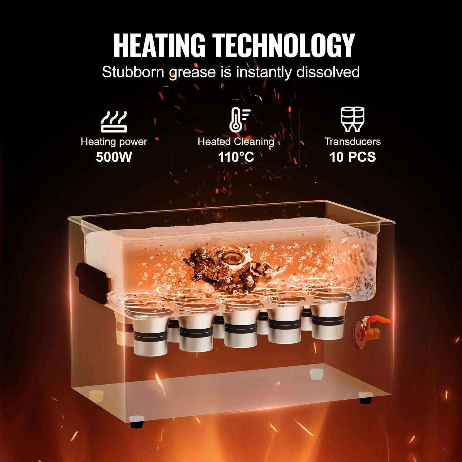 30L Ultrasonic Cleaner with Heater Timer & Basket, Professional Digital Sonic Cavitation Machine, 360W Cleaning Machine for Lab Tools, Metal Parts, Carburetor, Brass, Auto Parts, Engine Parts