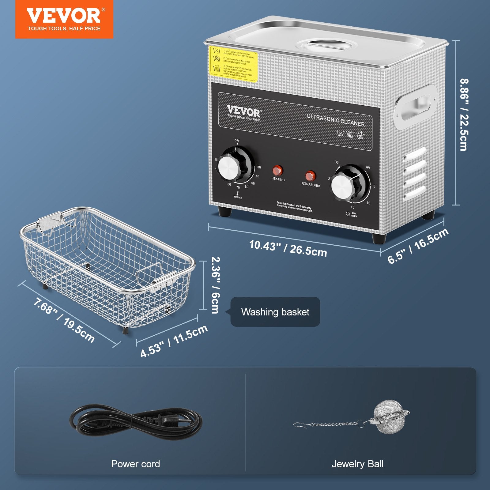 3L Ultrasonic Cleaner with Heater Timer & Basket, Professional Digital Sonic Cavitation Machine, 120W Cleaning Machine for Watch Instruments, Glasses, Coin, Metal Parts, Tool