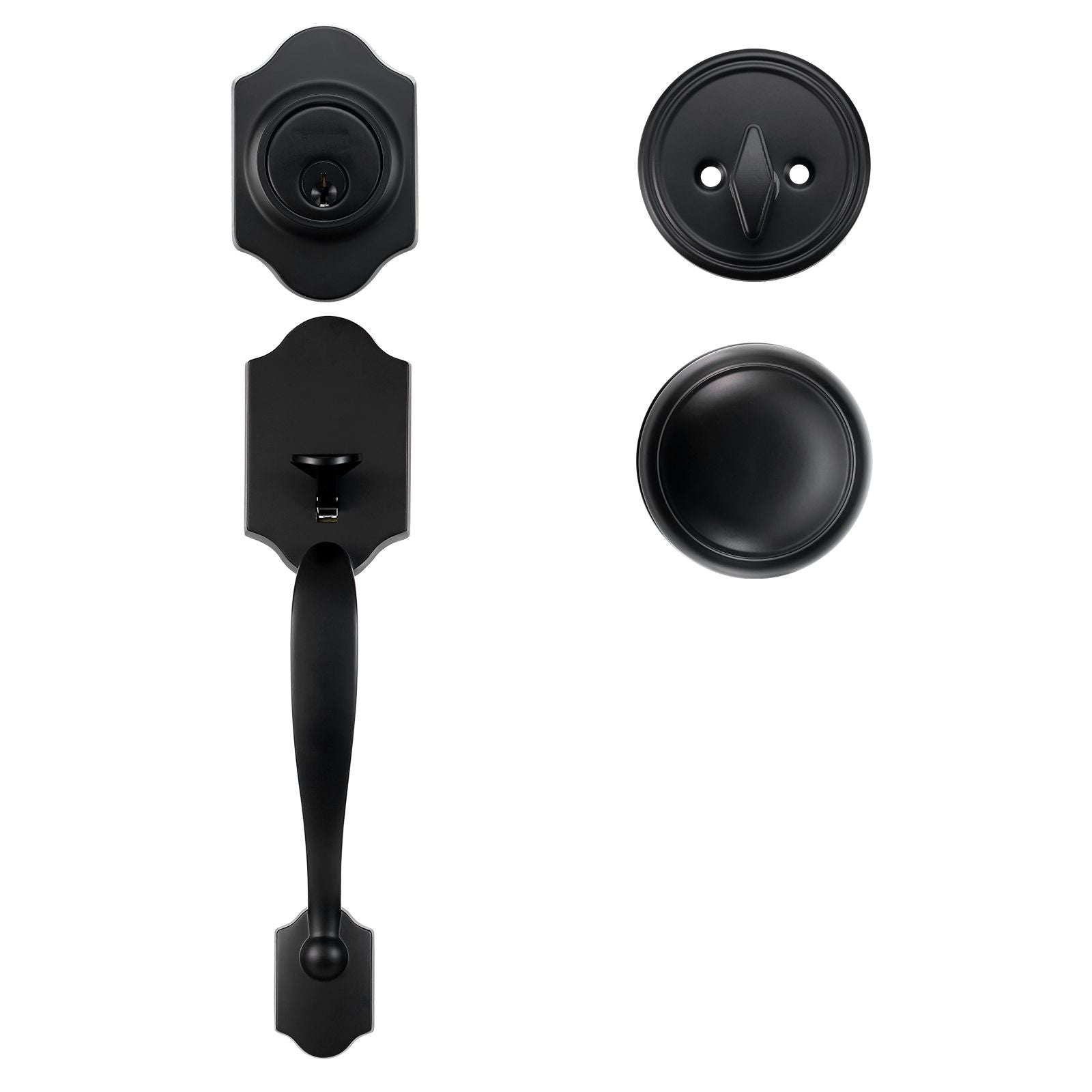 Matte Black Front Door Handle & Deadbolt Lock Set with Interior Knob