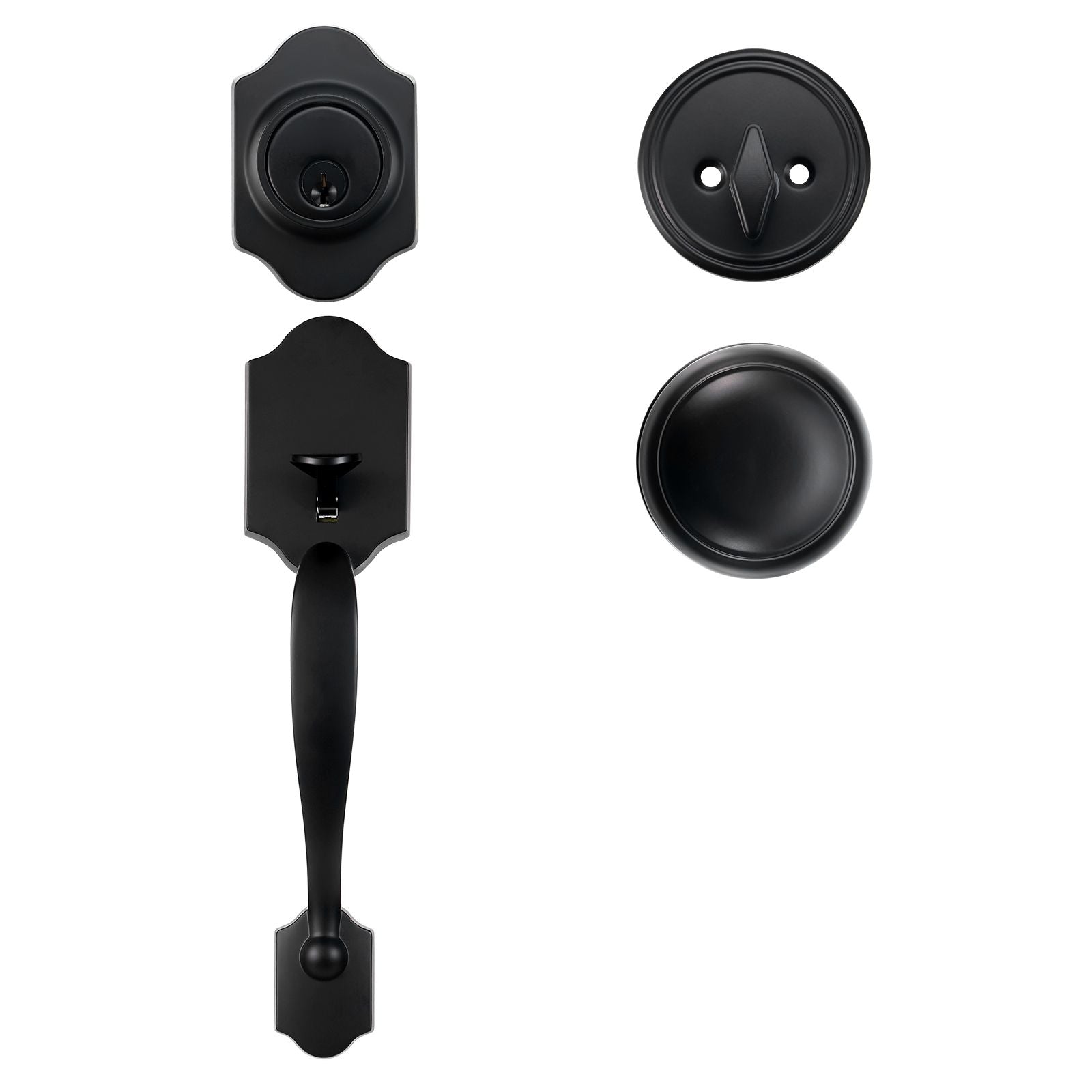 Matte Black Front Door Handle & Deadbolt Lock Set with Interior Knob