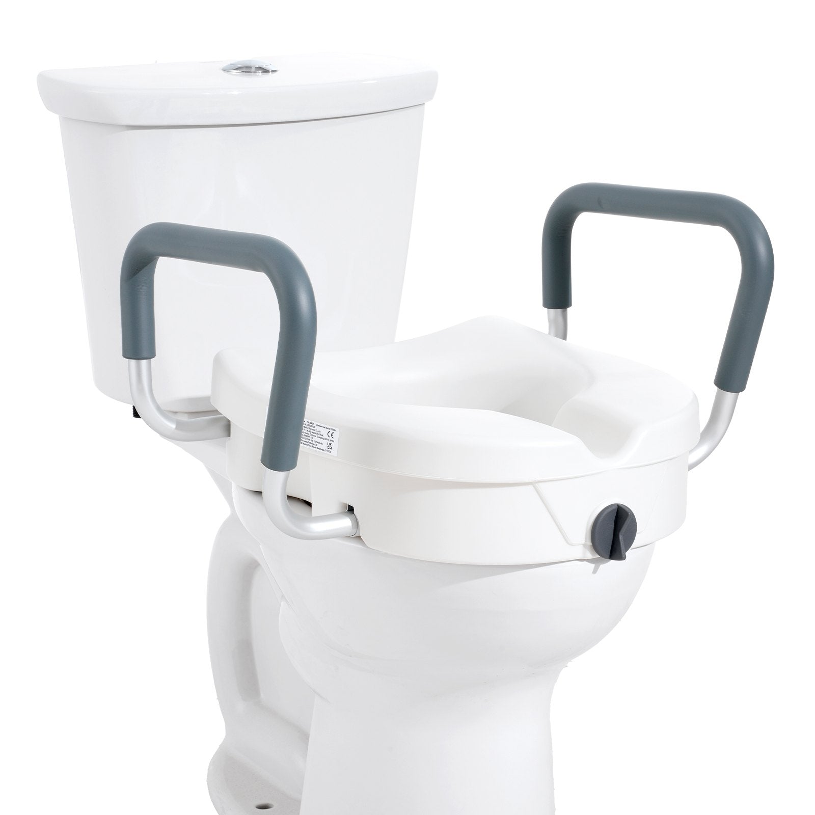 Raised Toilet Seat, 5" Height Raised, 350 lbs Weight Capacity, for Round and Elongated Toilet, Twist Lock Installation,19.1" - 21.7" Adjustable Width, for Elderly, Handicap, Patient, Pregnant, M