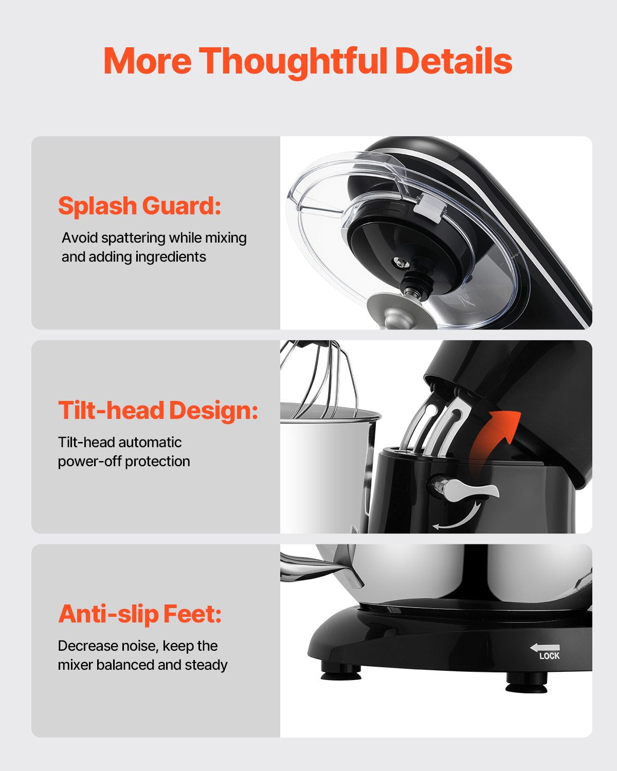 Stand Mixer 5.68 L Electric Dough Mixer 1100W 6 + P Speeds Food Beater