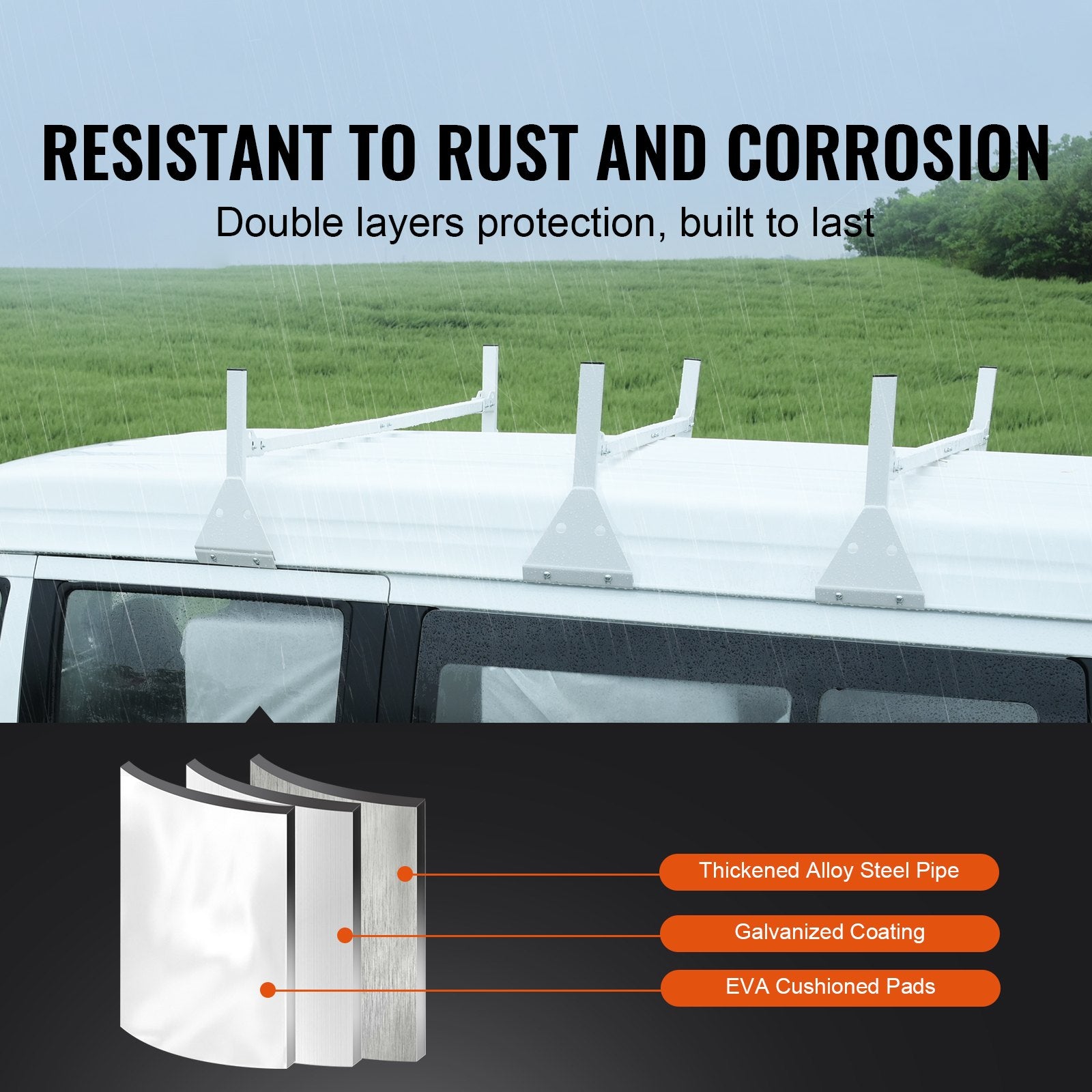 3-Bar Van Roof Ladder Rack Adjustable 56.3