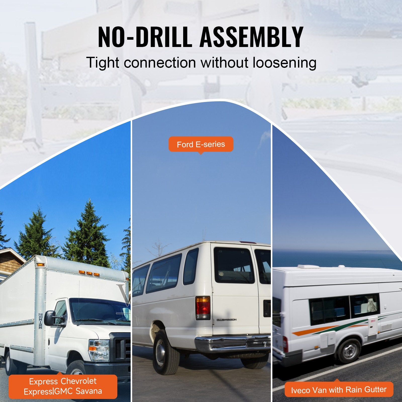 3-Bar Van Roof Ladder Rack Adjustable 56.3