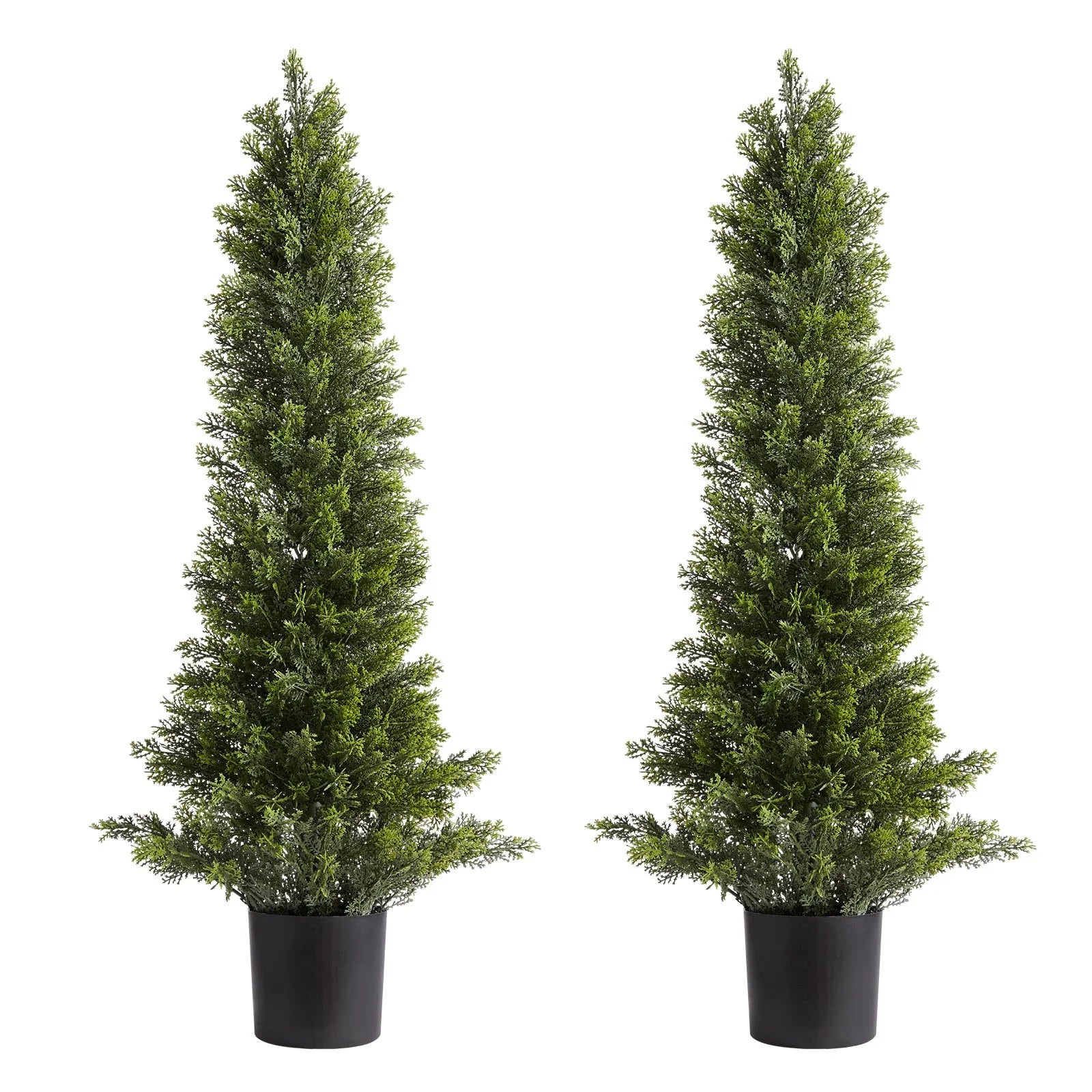 Artificial Topiary Cedar Trees, 2 Set 914mm Faux Pine Shrubs Plants, Fake Silk Tree Look Real, Easy Assembly for Decor Front Porch Outdoor Patio Garden Balcony Backyard Indoor Office