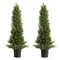Artificial Topiary Cedar Trees, 2 Set 914mm Faux Pine Shrubs Plants, Fake Silk Tree Look Real, Easy Assembly for Decor Front Porch Outdoor Patio Garden Balcony Backyard Indoor Office