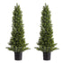 Artificial Topiary Cedar Trees, 2 Set 914mm Faux Pine Shrubs Plants, Fake Silk Tree Look Real, Easy Assembly for Decor Front Porch Outdoor Patio Garden Balcony Backyard Indoor Office