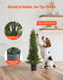 Artificial Topiary Cedar Trees, 2 Set 914mm Faux Pine Shrubs Plants, Fake Silk Tree Look Real, Easy Assembly for Decor Front Porch Outdoor Patio Garden Balcony Backyard Indoor Office
