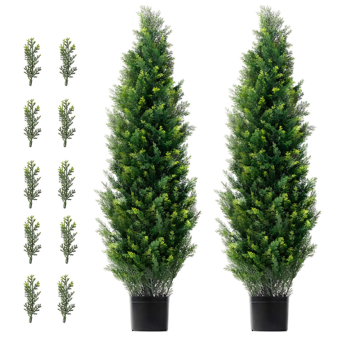 2 Pack 4ft Artificial Cedar Topiary Trees UV Faux Plants Indoor Outdoor Green