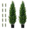 2 Pack 4ft Artificial Cedar Topiary Trees UV Faux Plants Indoor Outdoor Green