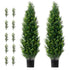 2 Pack 4ft Artificial Cedar Topiary Trees UV Faux Plants Indoor Outdoor Green