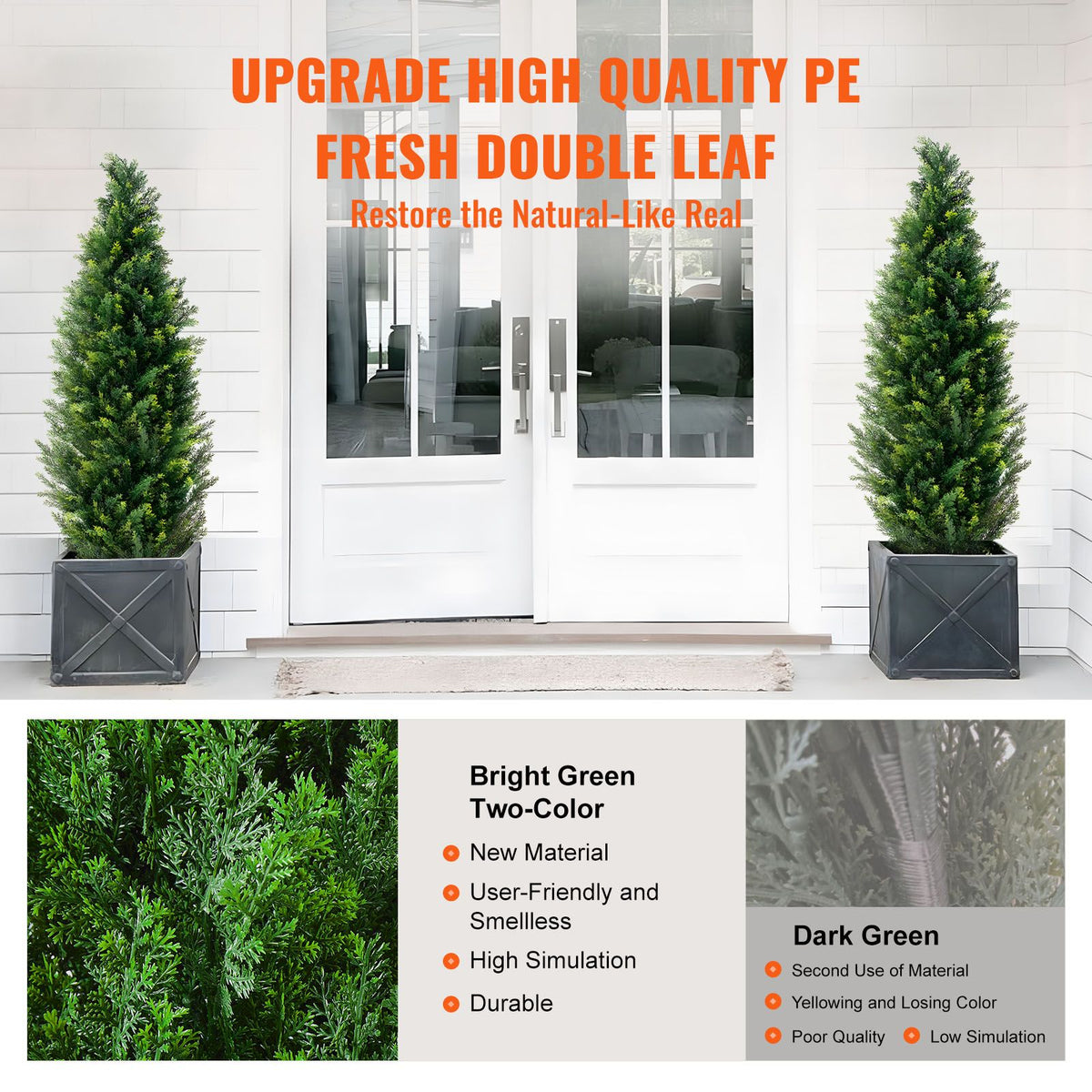 2 Pack 4ft Artificial Cedar Topiary Trees UV Faux Plants Indoor Outdoor Green