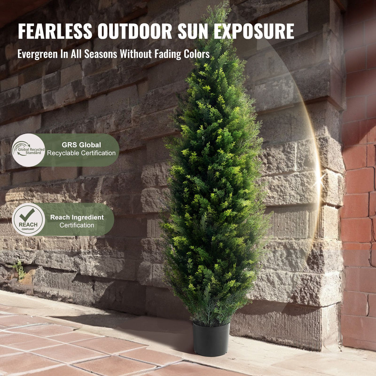 2 Pack 4ft Artificial Cedar Topiary Trees UV Faux Plants Indoor Outdoor Green
