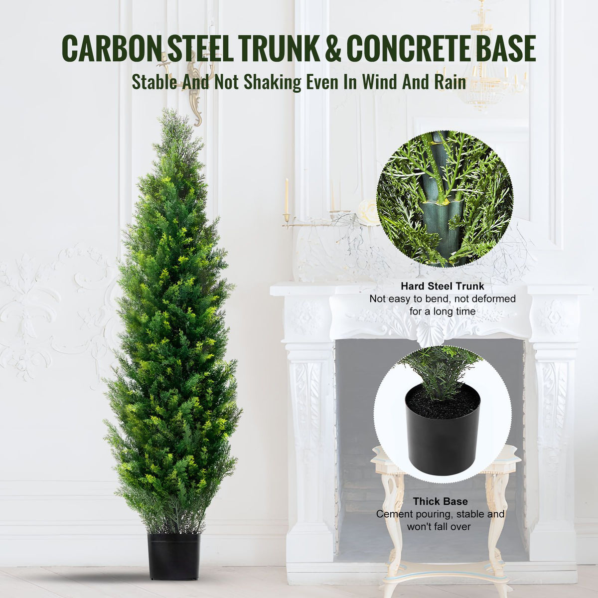 2 Pack 4ft Artificial Cedar Topiary Trees UV Faux Plants Indoor Outdoor Green