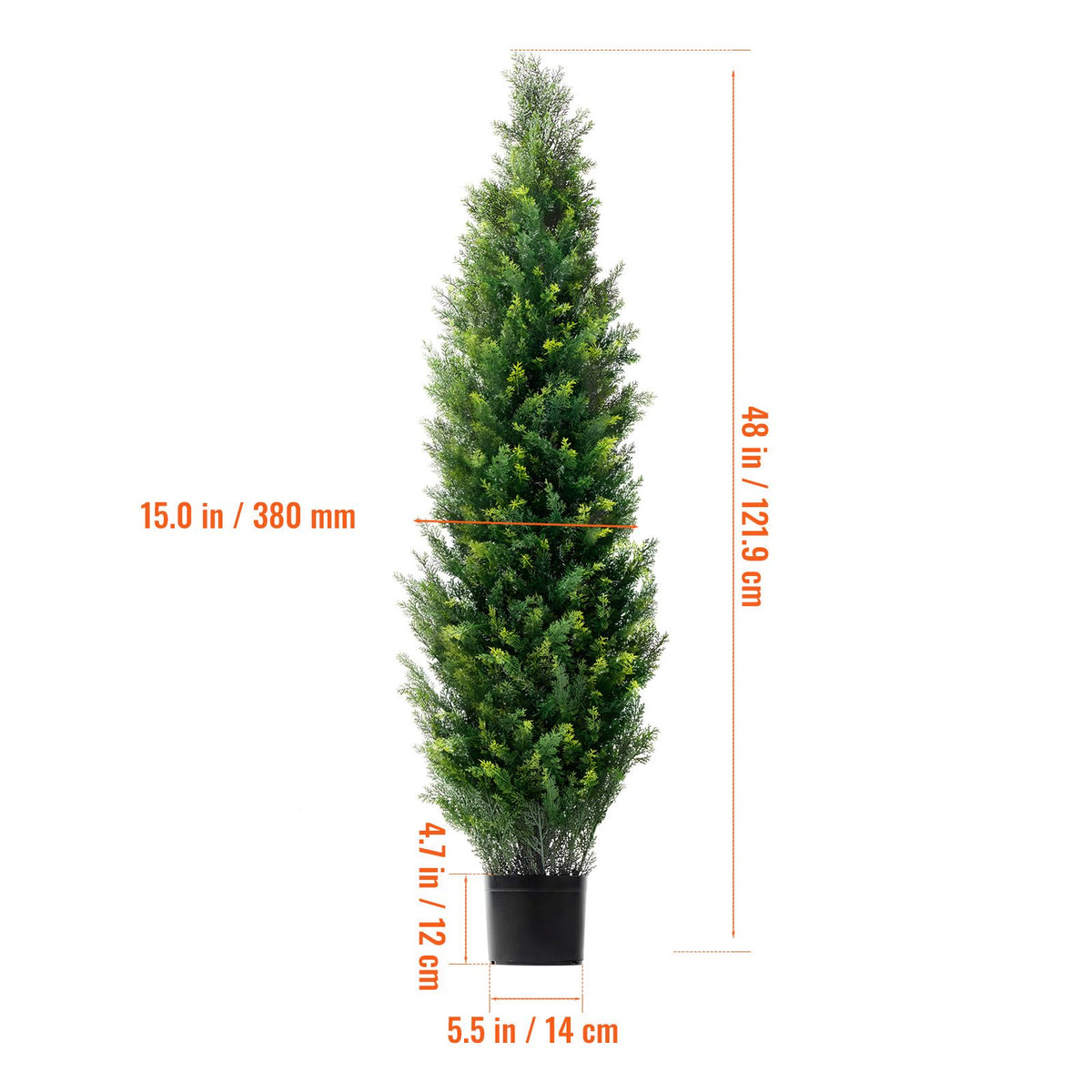 2 Pack 4ft Artificial Cedar Topiary Trees UV Faux Plants Indoor Outdoor Green