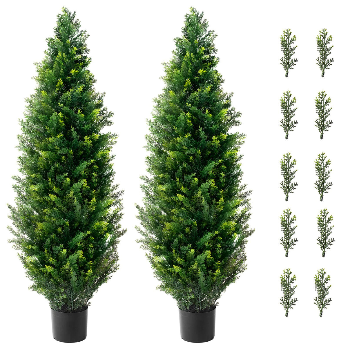 2 Pack 4ft Artificial Cedar Topiary Trees UV Faux Plants Indoor Outdoor Green