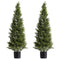 Artificial Topiary Cedar Trees, 2 Set 1219mm Faux Pine Shrubs Plants, Fake Silk Tree Look Real, Easy Assembly for Decor Front Porch Outdoor Patio Garden Balcony Backyard Indoor Office