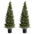 Artificial Topiary Cedar Trees, 2 Set 1219mm Faux Pine Shrubs Plants, Fake Silk Tree Look Real, Easy Assembly for Decor Front Porch Outdoor Patio Garden Balcony Backyard Indoor Office