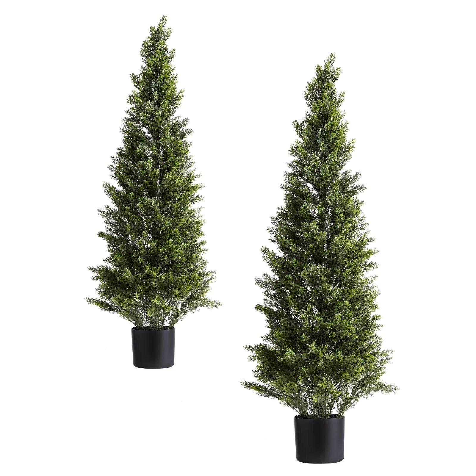 Artificial Topiary Cedar Trees, 2 Set 1219mm Faux Pine Shrubs Plants, Fake Silk Tree Look Real, Easy Assembly for Decor Front Porch Outdoor Patio Garden Balcony Backyard Indoor Office