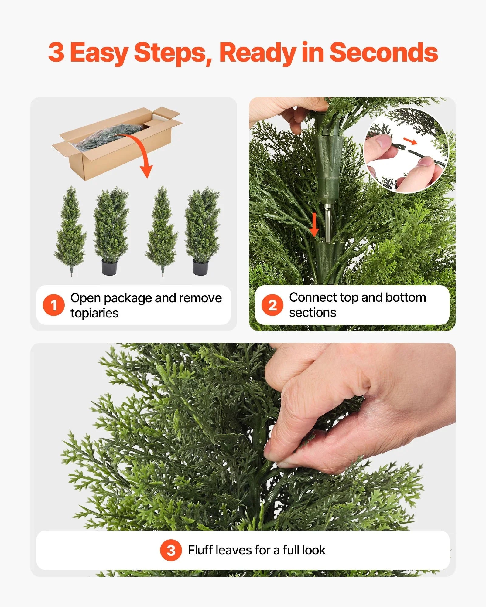 Artificial Topiary Cedar Trees, 2 Set 1524mm Faux Pine Shrubs Plants, Fake Silk Tree Look Real, Easy Assembly for Decor Front Porch Outdoor Patio Garden Balcony Backyard Indoor Office