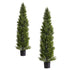 Artificial Topiary Cedar Trees, 2 Set 1524mm Faux Pine Shrubs Plants, Fake Silk Tree Look Real, Easy Assembly for Decor Front Porch Outdoor Patio Garden Balcony Backyard Indoor Office