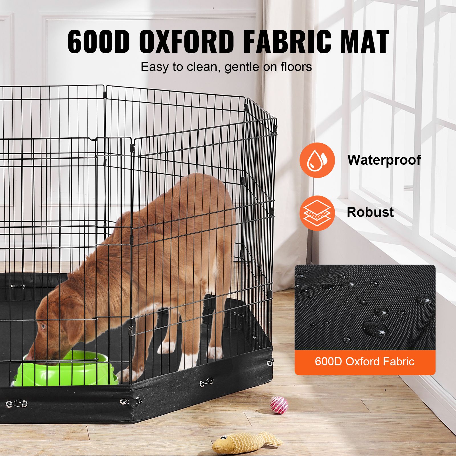 Dog Playpen, 8 Pcs 30"H x 24"W Panels Foldable Metal Pet Exercise Pen, Dog Fence Indoor and Outdoor Pen with Door, 600D Oxford Fabric Bottom Pad, Pet Playpen for Dogs, Cats, Other Small Animals