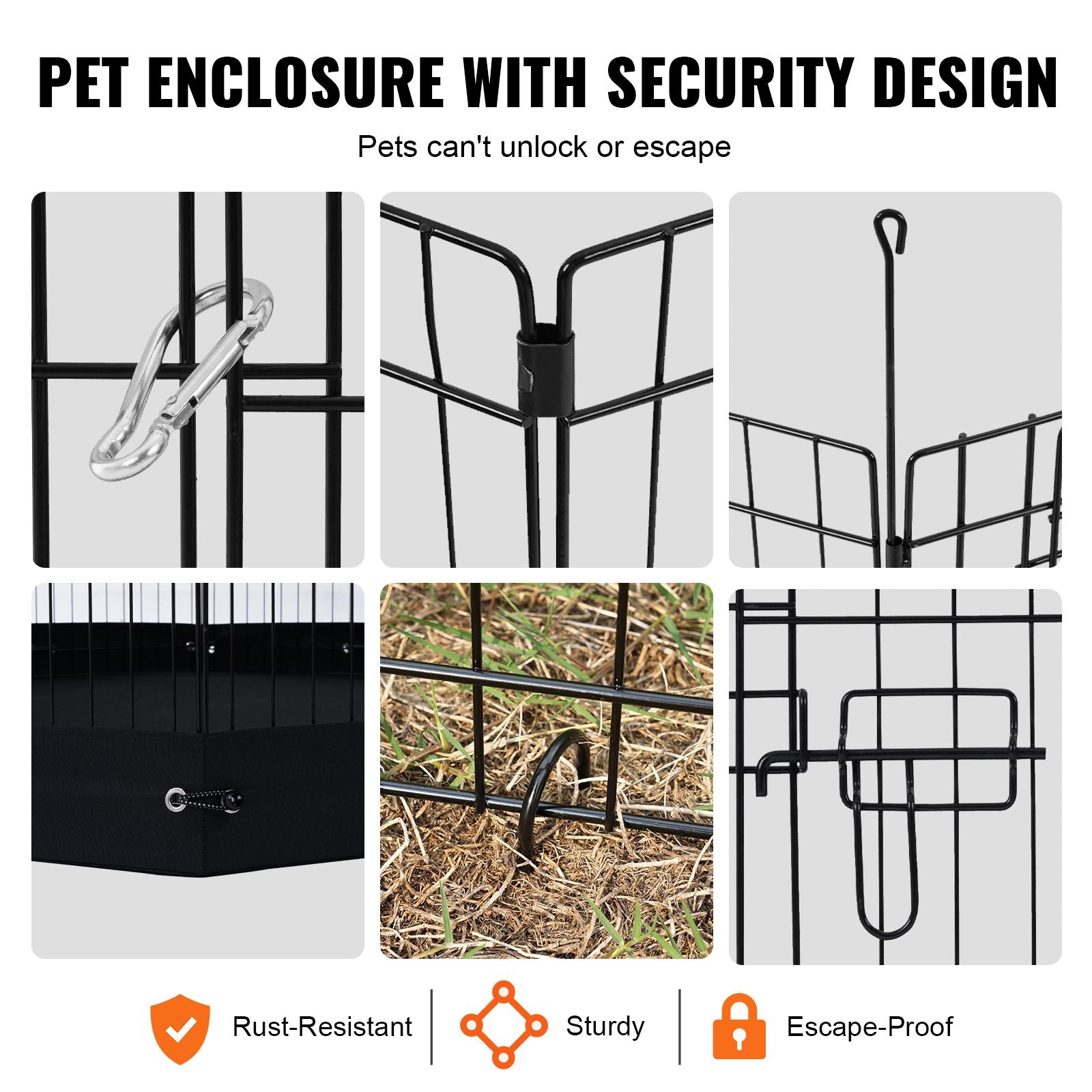 Dog Playpen, 8 Pcs 30"H x 24"W Panels Foldable Metal Pet Exercise Pen, Dog Fence Indoor and Outdoor Pen with Door, 600D Oxford Fabric Bottom Pad, Pet Playpen for Dogs, Cats, Other Small Animals