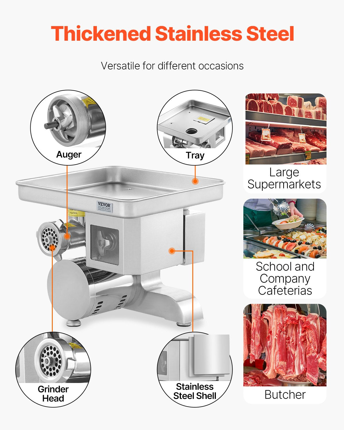 Commercial Electric Meat Grinder Slicer 4.99 kg/Min Sausage Stuffer Maker