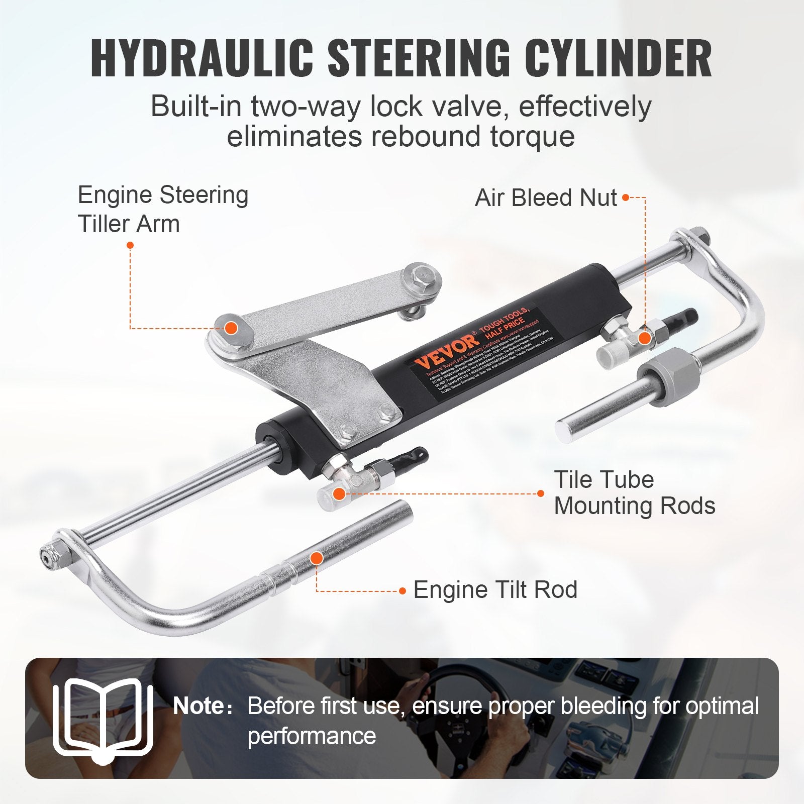 Hydraulic Steering Kit 90HP Hydraulic Outboard Steering Kit with Helm Pump Cylinder Marine Steering System Kit