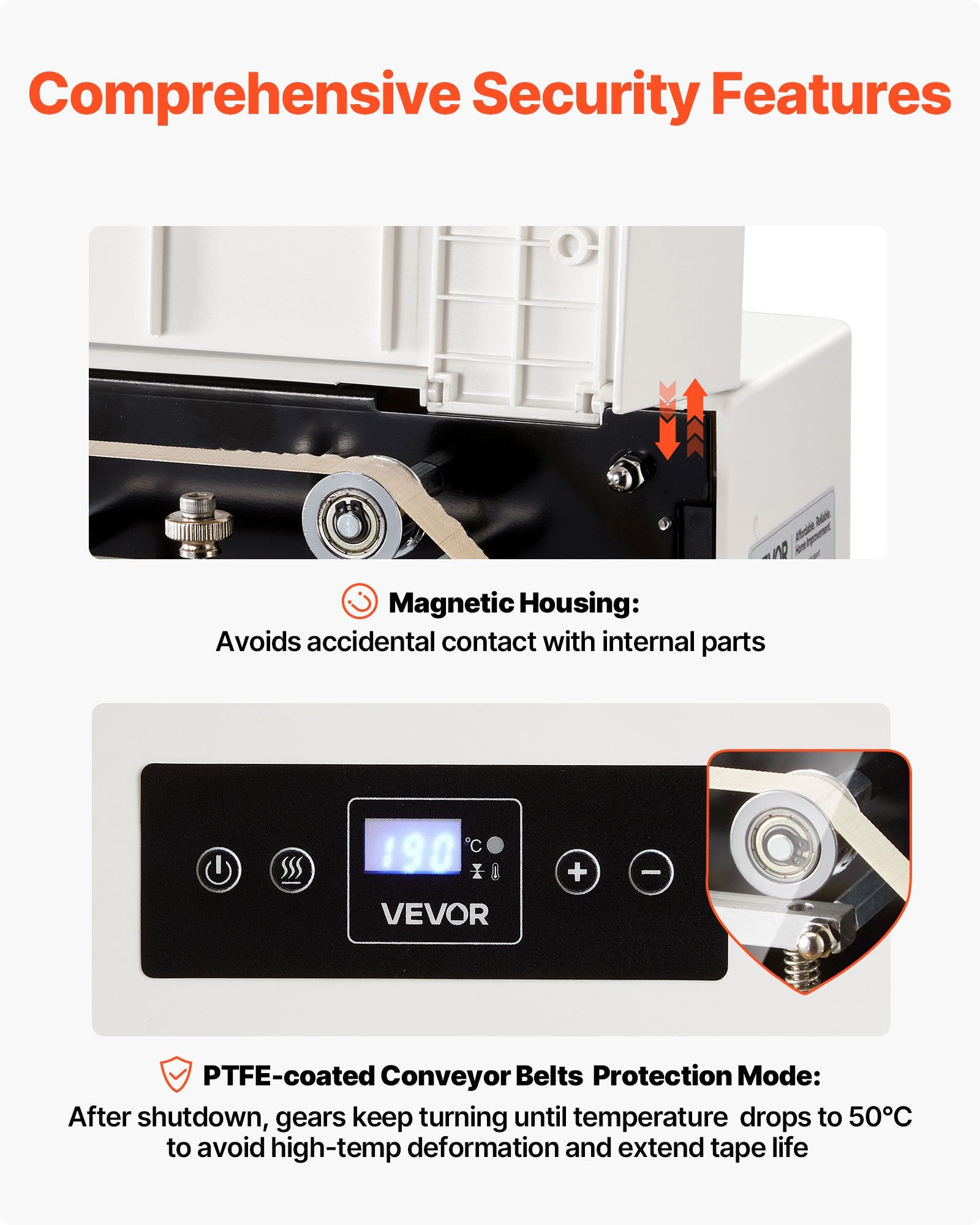 Continuous Sealing Machine, 8-12 mm Seal Width, Automatic Continuous Band Sealer with Digital Temperature Control, Automatic Shutdown, Portable Heat Sealing Machine for 0.06-0.2 mm Plastic Bags